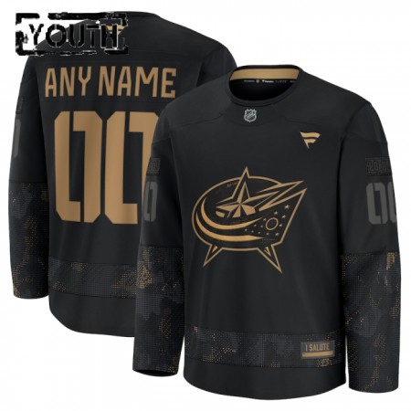 Lapsille NHL Columbus Blue Jackets Pelipaita Custom Fanatics Military Appreciation Practice 2024-25 Musta